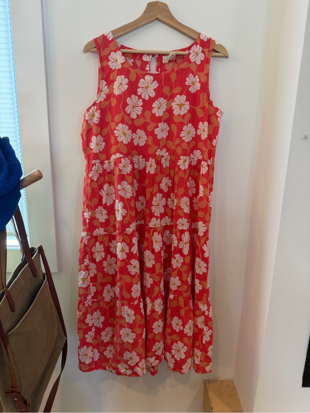 Mata Traders Red Floral Sleeveless Tiered Maxi Dress